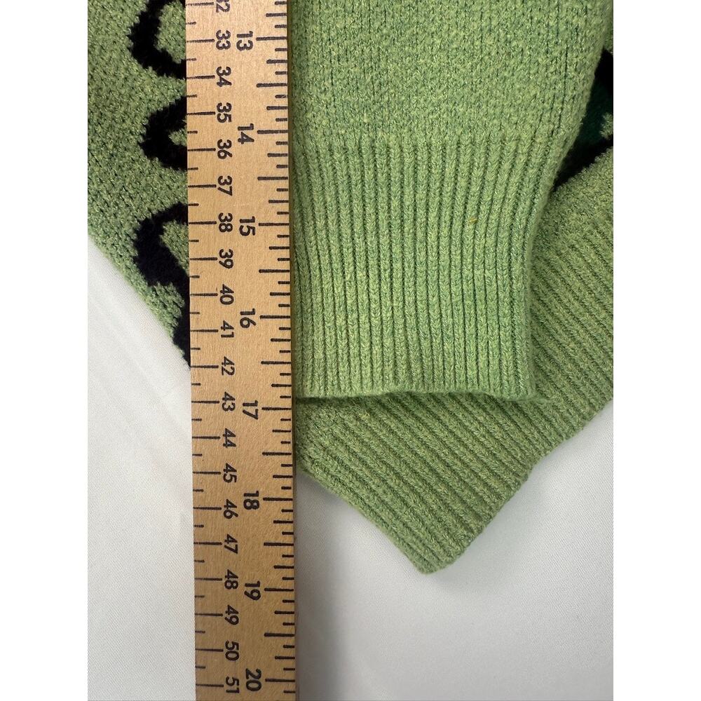 Green Dinosaur Cartoon Knit Sweater Unisex Small Crewneck Graphic Pullover - Picture 8 of 11